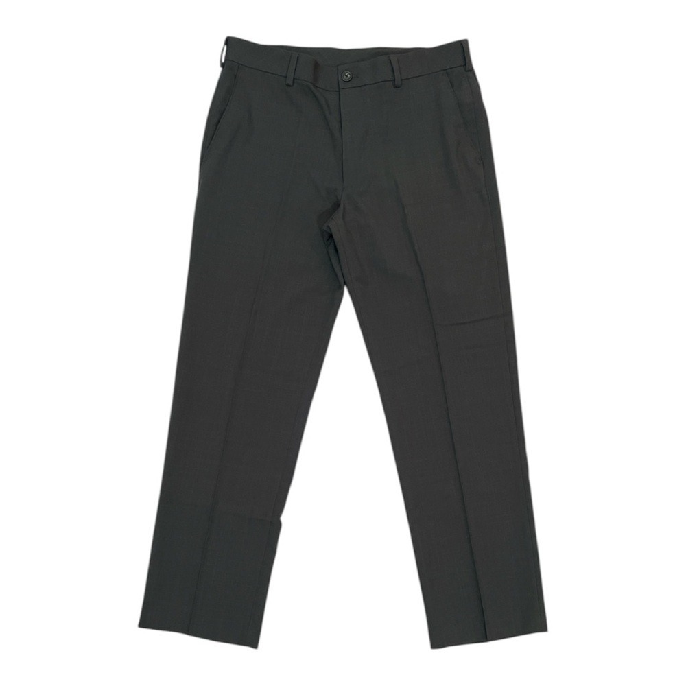 Van Heusen Mens Charcoal Gray Flat Front Dress Pants Trousers 32x30 Straight Leg